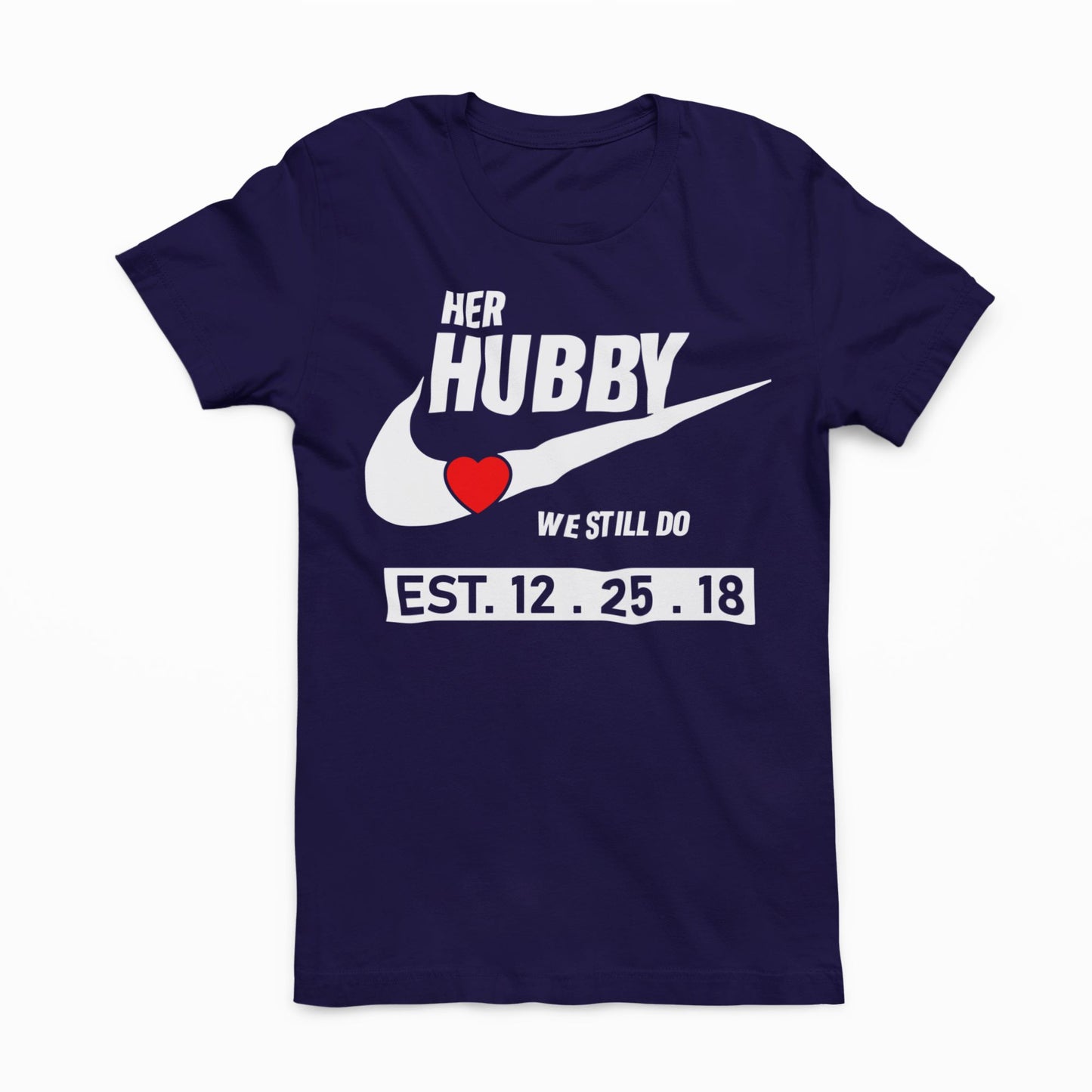 Husband and Wife Couples Shirts Navy Blue