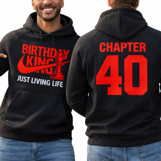 Birthday King Hoodie for Men | Black | Personalize Age on Back