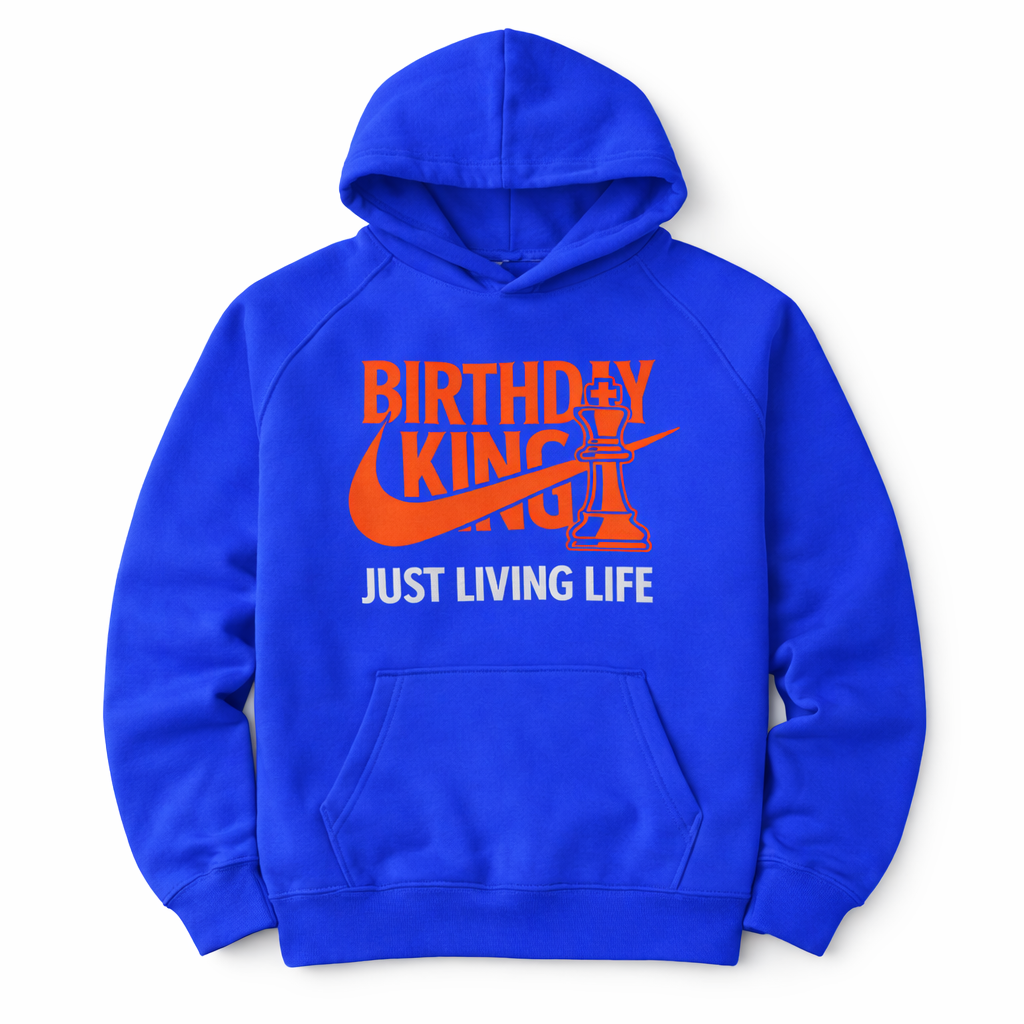 Birthday King Hoodie for Men | Royal Blue | Personalized Age on Back