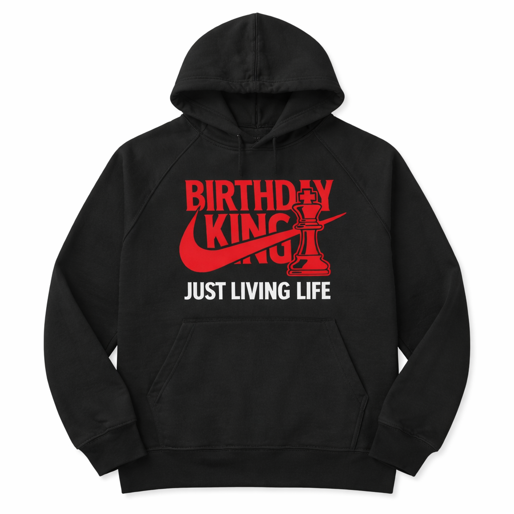 Birthday King Hoodie for Men | Black | Personalize Age on Back