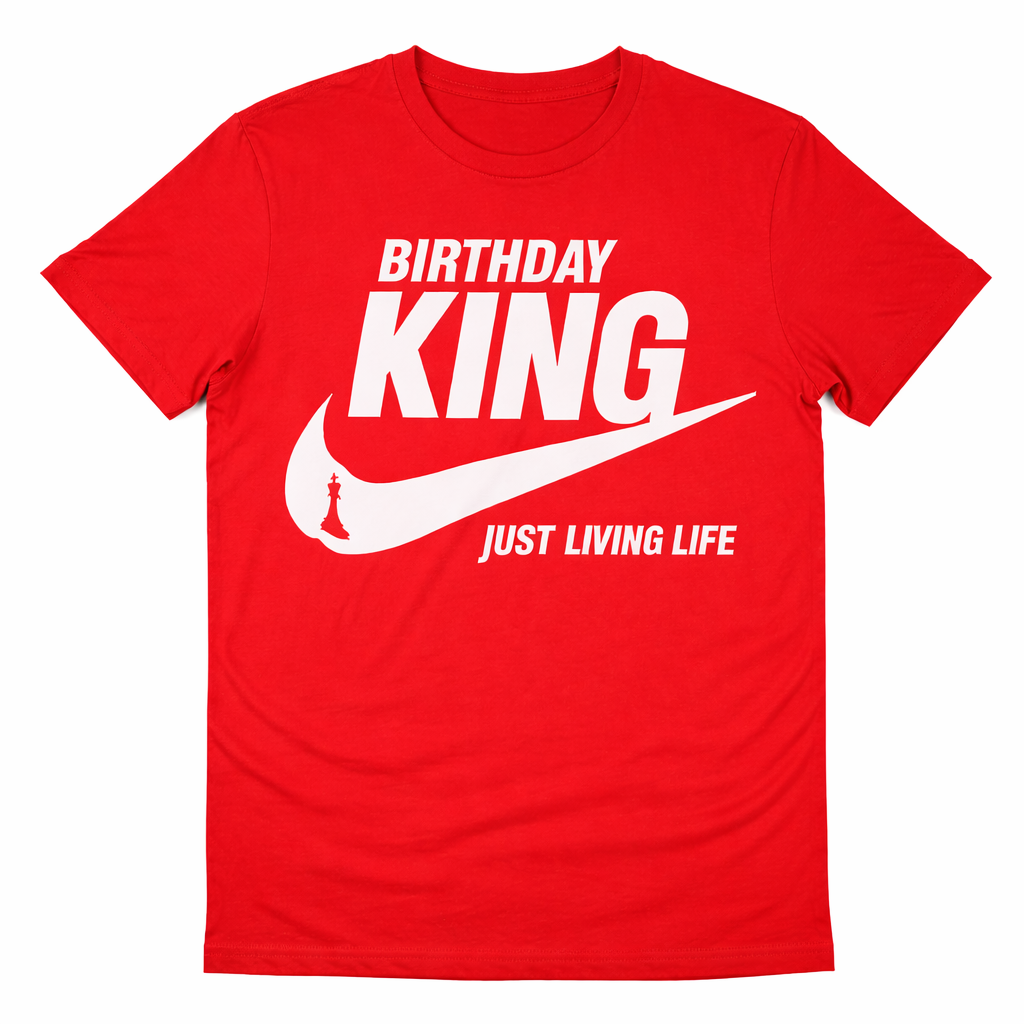Birthday King T-Shirt for Men | Red | Personalized with your Age on the Back
