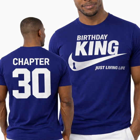 Birthday King T-Shirt for Men | Navy Blue | Personalized with your Age on Back
