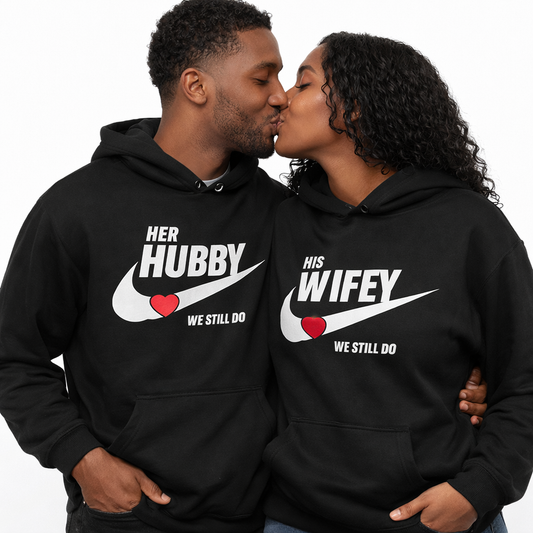 Husband and Wife Couples Hoodies | Black | Matching Valentines Day, Wedding & Anniversary Hoodies