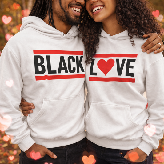 Black Love Couples Hoodies | White | Matching Valentines Day, Wedding & Anniversary Hoodies