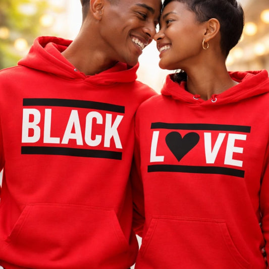 Black Love Couples Hoodies | Red | Matching Valentines Day, Wedding & Anniversary Hoodies