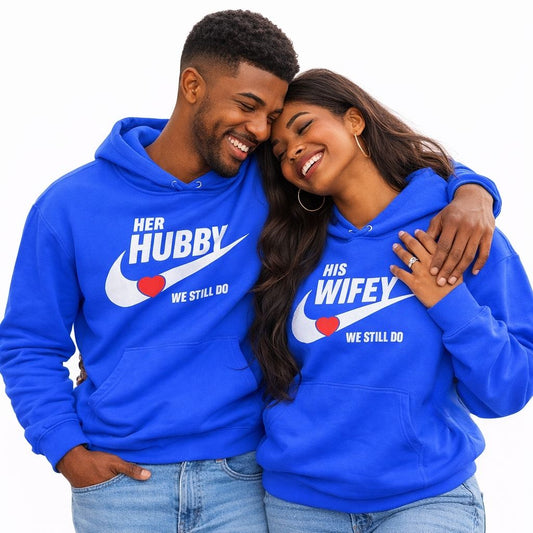 Husband and Wife Couples Hoodies | Royal Blue | Matching Valentines Day, Wedding & Anniversary Hoodies