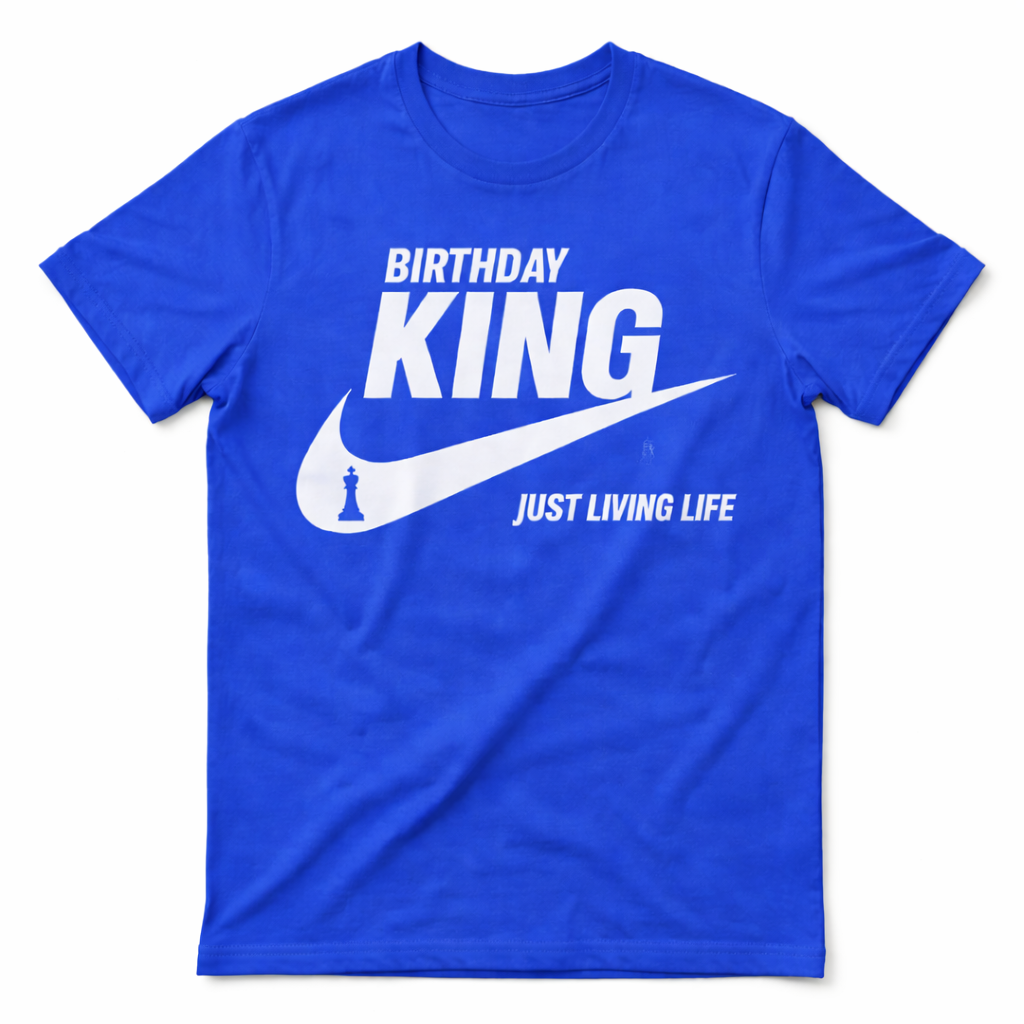 Birthday King T-Shirt for Men | Royal Blue | Personalize Name & Age on Back