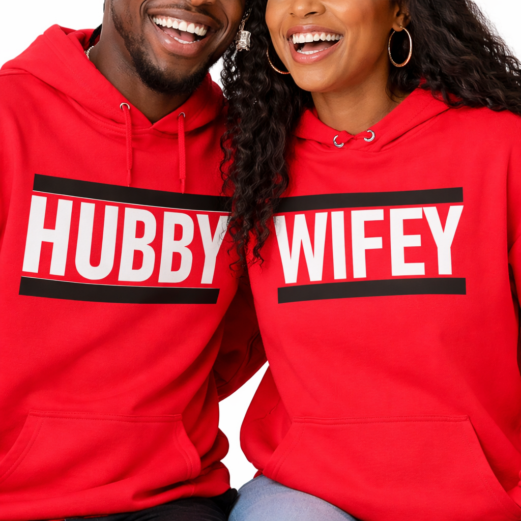 Husband and Wife Couples Hoodies | Red | Matching Valentines Day, Wedding & Anniversary Hoodies