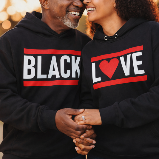 Black Love Couples Hoodies | Black | Matching Valentines Day, Wedding & Anniversary Hoodies