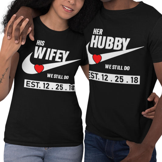 Husband and Wife Couples Shirts Black