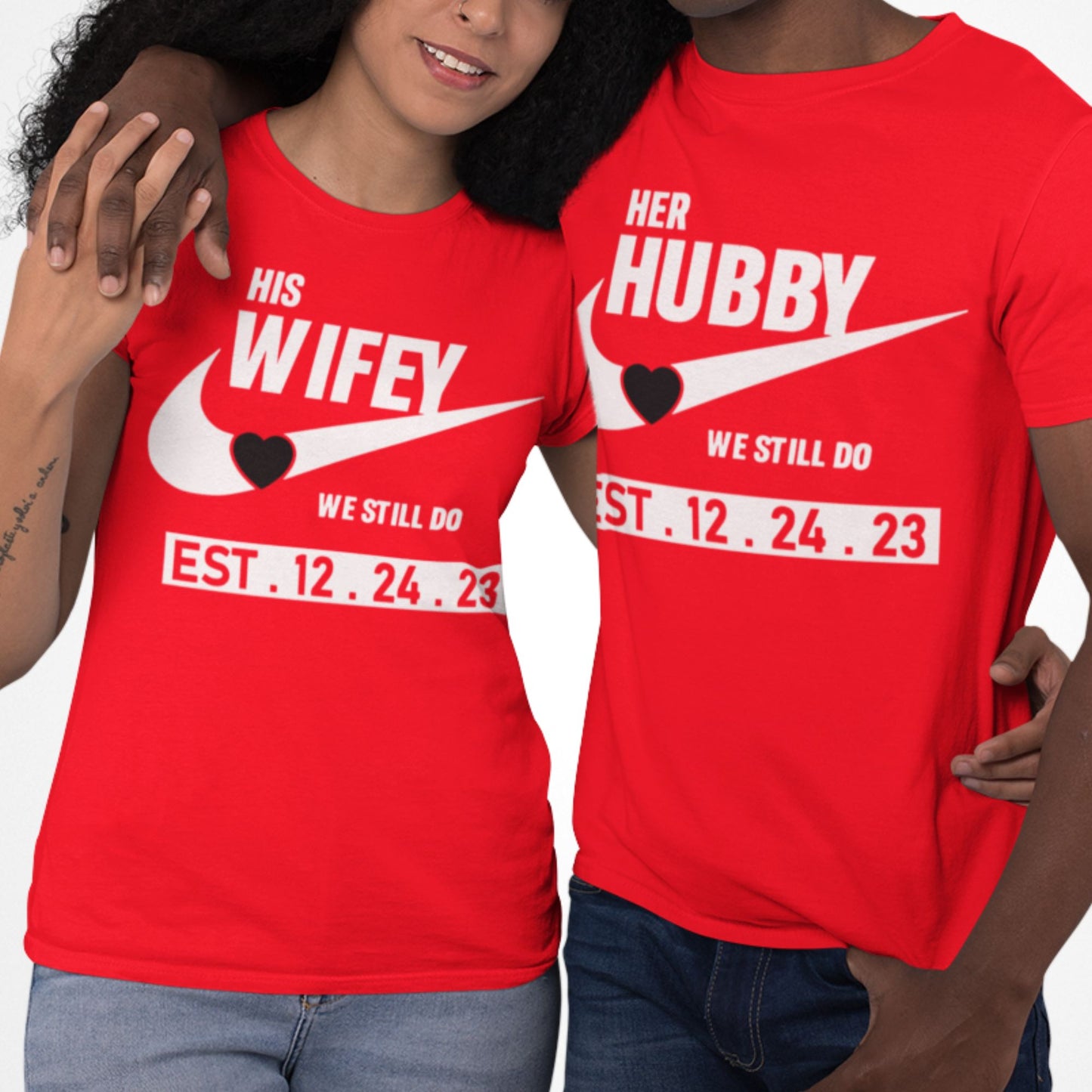 Husband and Wife Couples Shirts Red