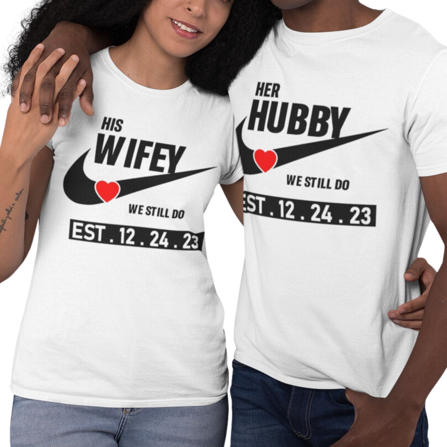 Husband and Wife Couples Shirts White