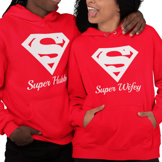 Husband and Wife Couples Hoodies Red