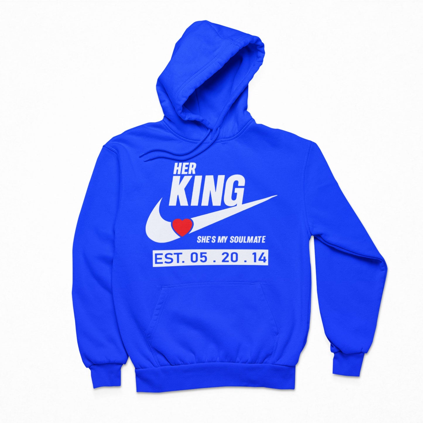 King and Queen Couples Hoodies | Royal Blue | Matching Valentines Day, Wedding & Anniversary Hoodies