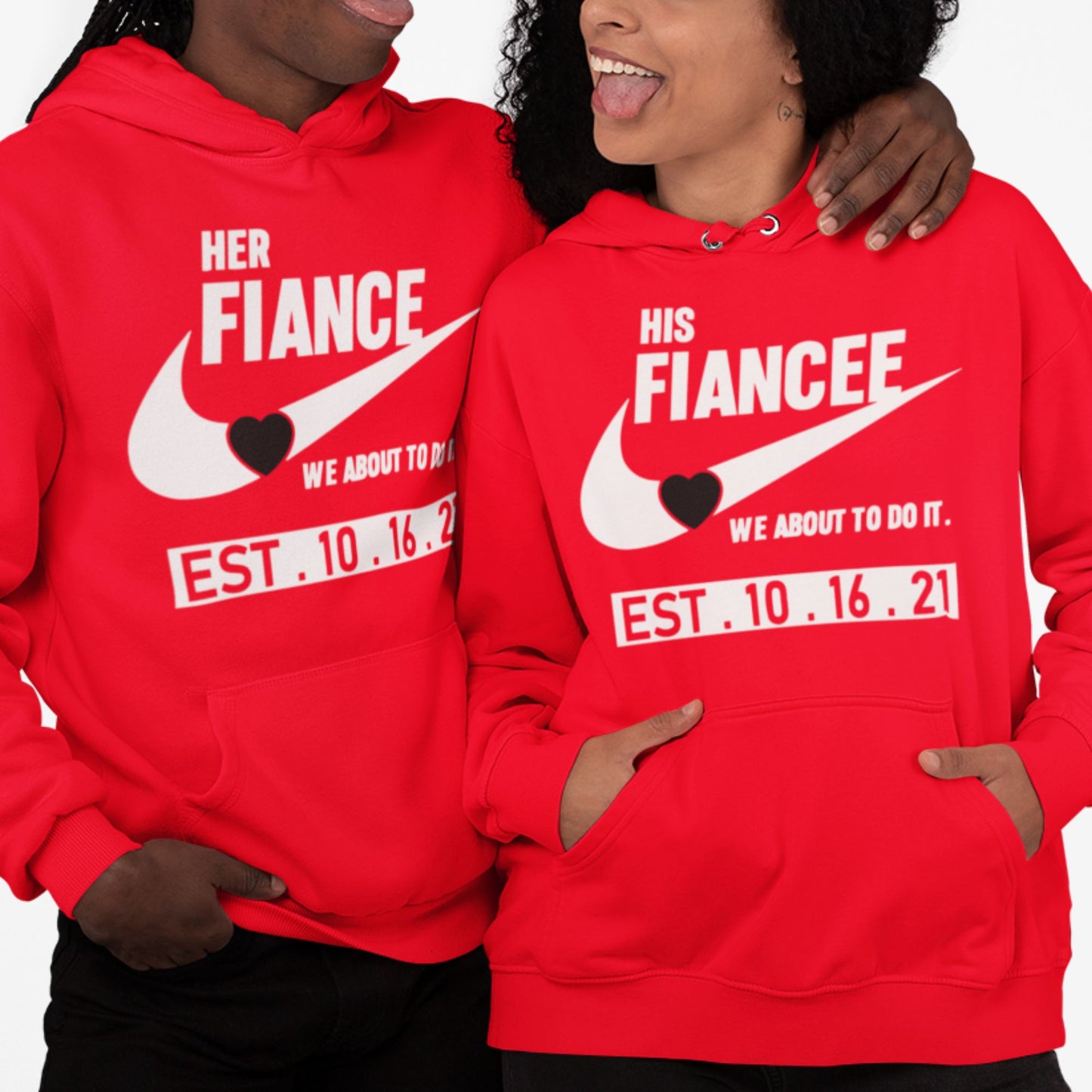 Engagement Couples Hoodies Red