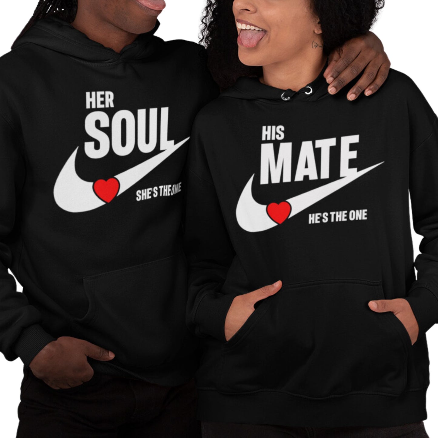 Soulmate Couples Hoodies Black