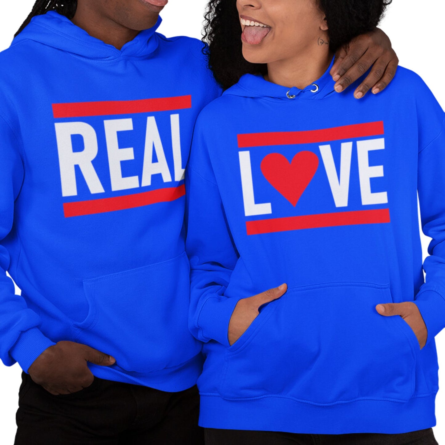 Real Love Couples Hoodies Royal Blue