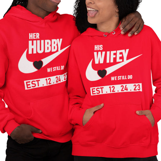 Husband and Wife Couples Hoodies Red