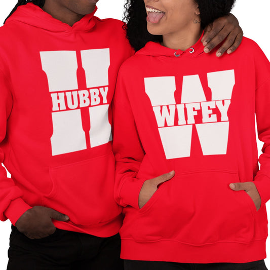 Husband and Wife Couples Hoodies Red