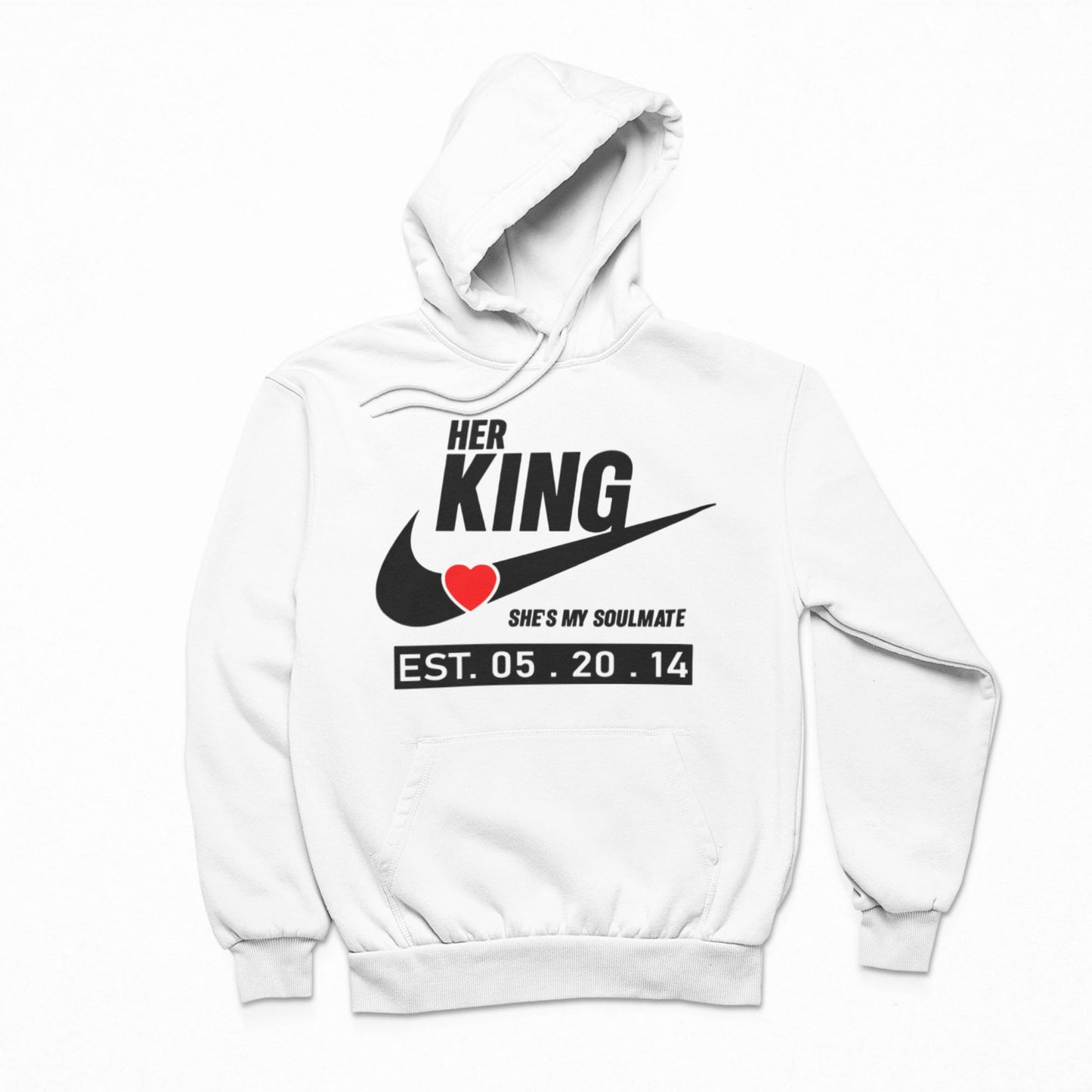 King and Queen Couples Hoodies White