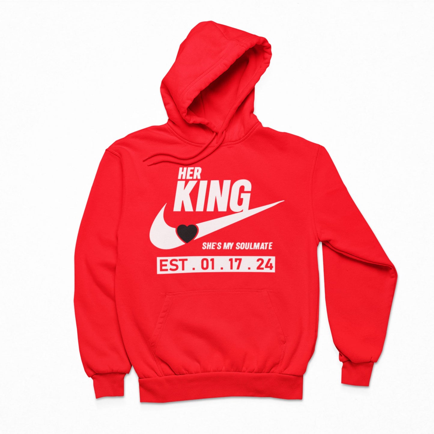 King and Queen Couples Hoodies | Red | Matching Valentines Day, Wedding & Anniversary Hoodies