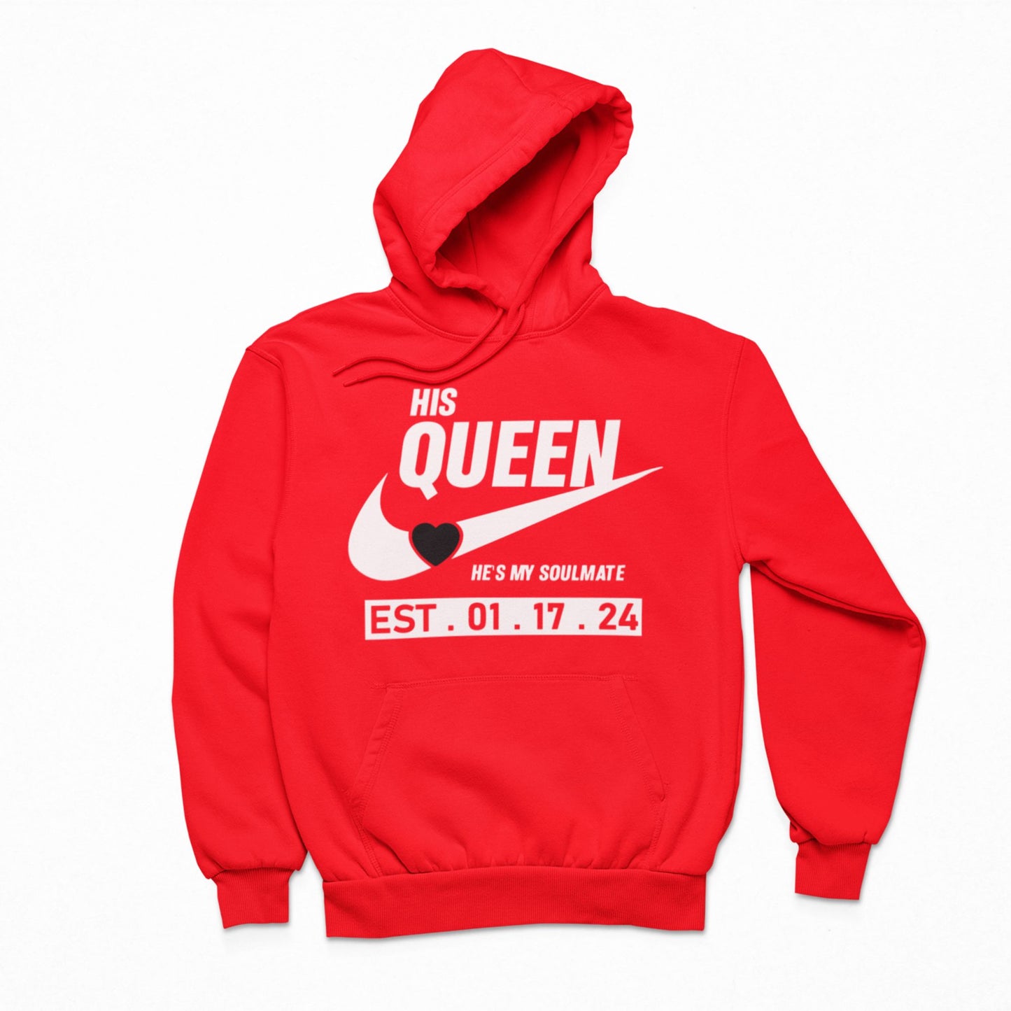 King and Queen Couples Hoodies | Red | Matching Valentines Day, Wedding & Anniversary Hoodies