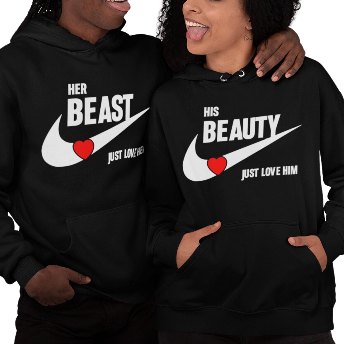 Beauty and Beast Couples Hoodies Black