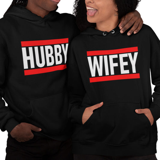 Husband and Wife Couples Hoodies Black