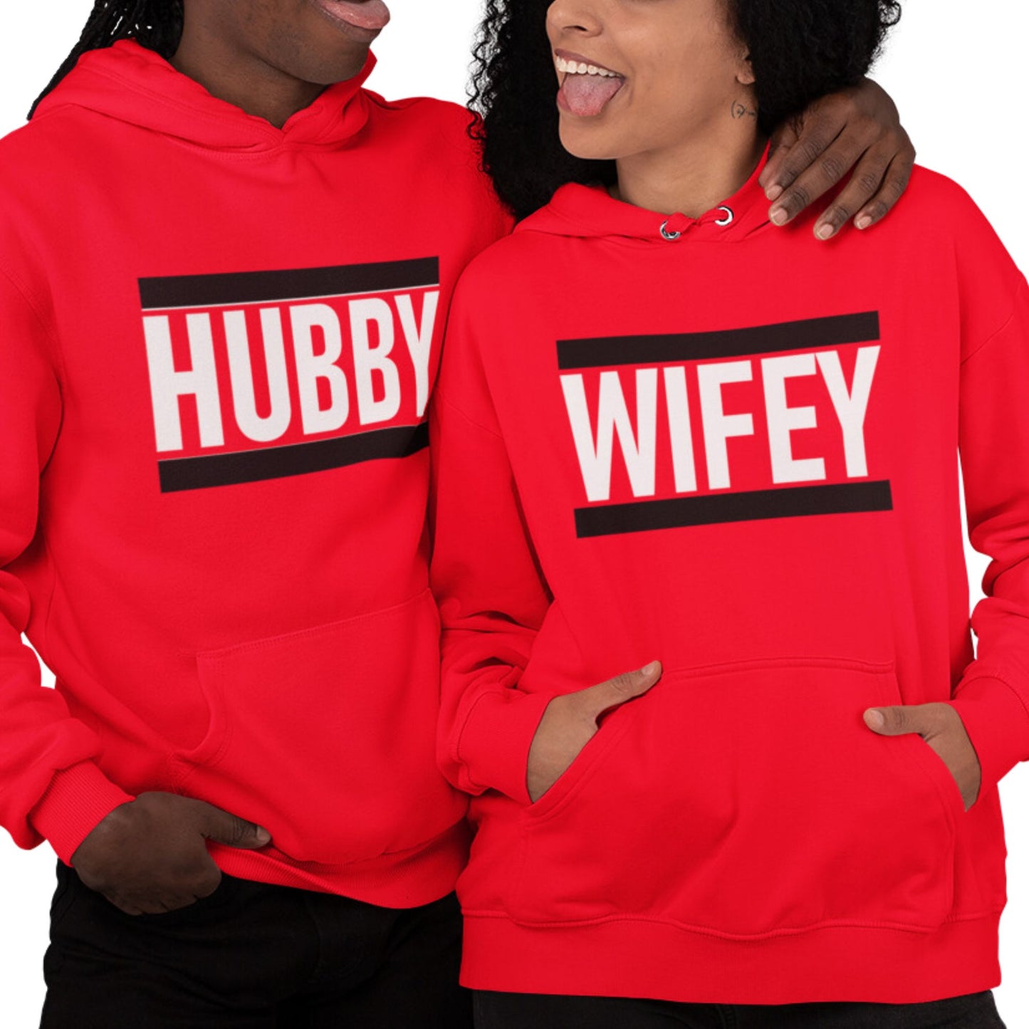 Husband and Wife Couples Hoodies Red