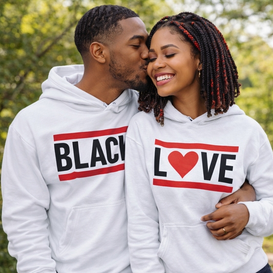 Black Love Couples Hoodies | White | Matching Valentines Day, Wedding & Anniversary Hoodies