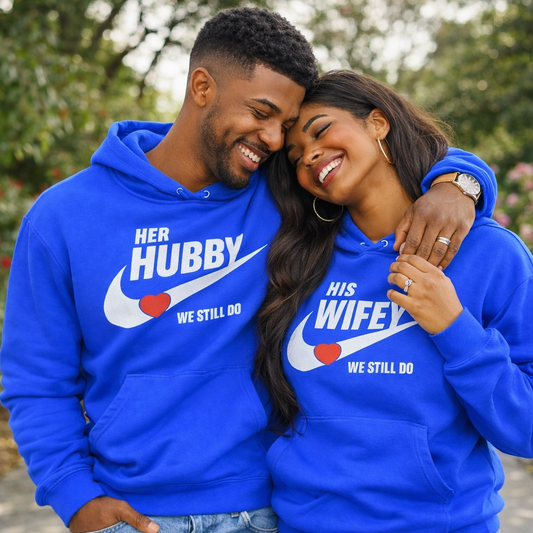Husband and Wife Couples Hoodies | Royal Blue | Matching Valentines Day, Wedding & Anniversary Hoodies