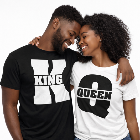 King Queen Matching Couples Shirts Romantic Unisex Gifts for Valentines Weddings Anniversaries