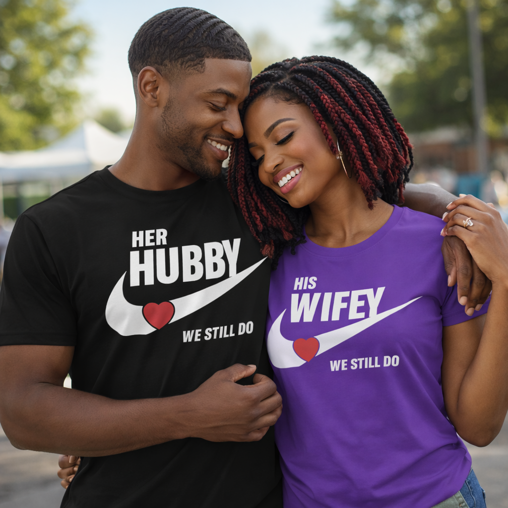 Husband & Wife Purple and Black Romantic Matching Unisex Couples Shirts