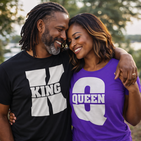 King Queen Matching Couples Shirts Romantic Unisex Gifts for Valentines Weddings Anniversaries