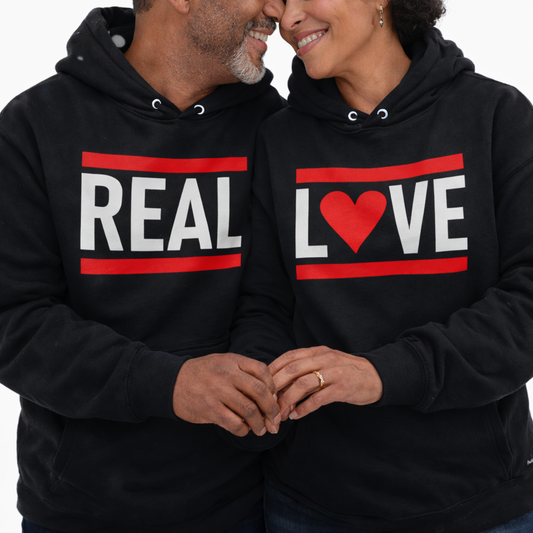Real Love Couples Hoodies | Black | Matching Valentines Day, Wedding & Anniversary Hoodies