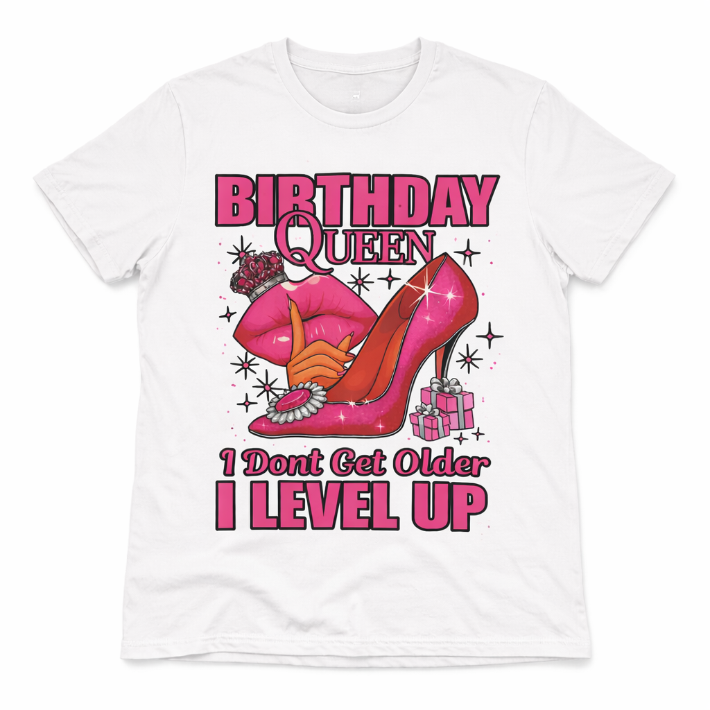 Birthday Queen Sublimation T-Shirt for Women | White | Premium Birthday Shirt by Kreative Favors