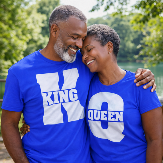 King Queen Matching Couples Shirts Romantic Unisex Gifts for Valentines Weddings Anniversaries