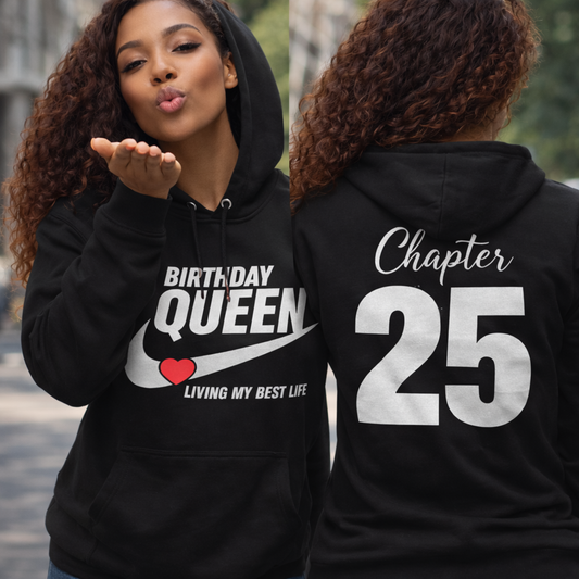 👑 Birthday Queen Hoodies | Black | Personalized Birthday Hoodies for Women