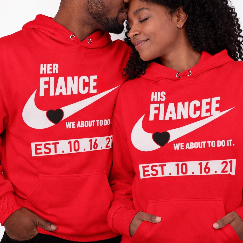 Engagement Couples Hoodies | Red | Matching Valentines Day, Wedding & Anniversary Hoodies