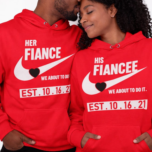 Engagement Couples Hoodies | Red | Matching Valentines Day, Wedding & Anniversary Hoodies
