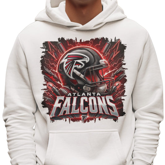 Falcons Football Destress Edges Sublimation Hoodie (White Only)