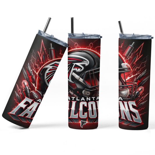 20 oz Falcons Football Skinny Tumbler with Straw