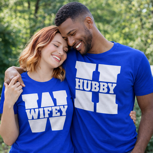Husband & Wife Matching Couples T-Shirts | Royal Blue | Unisex Romantic Shirts