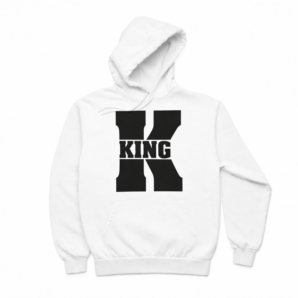 King and Queen Couples Hoodies | White | Matching Valentines Day, Wedding & Anniversary Hoodies