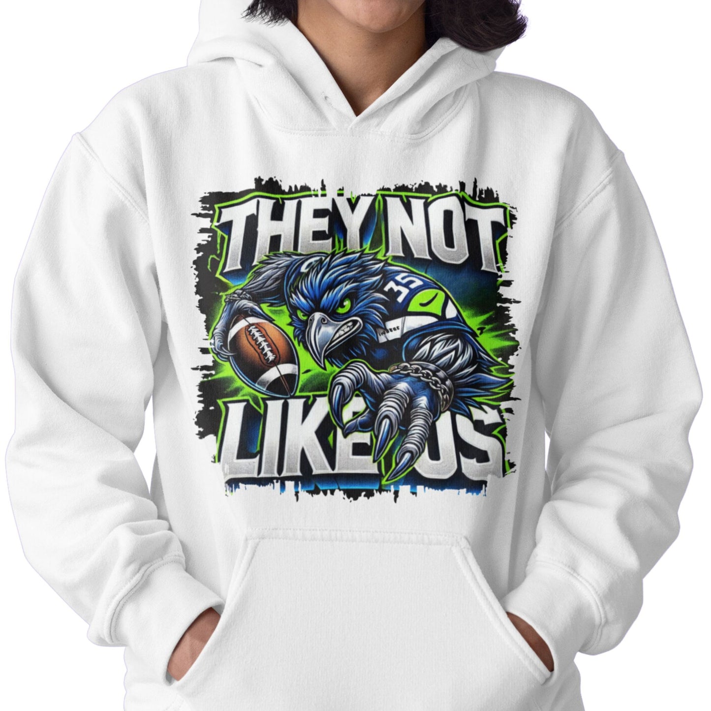 Seahawks Football Destress Edges Sublimation Hoodie (White Only)