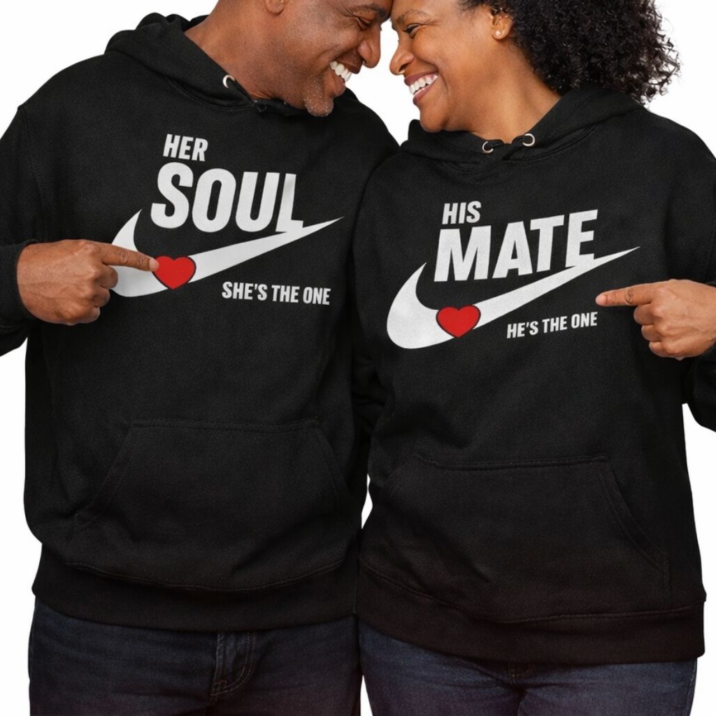 Soulmate Couples Hoodies | Black | Matching Valentines Day, Wedding & Anniversary Hoodies