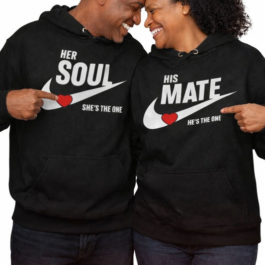 Soulmate Couples Hoodies | Black | Matching Valentines Day, Wedding & Anniversary Hoodies